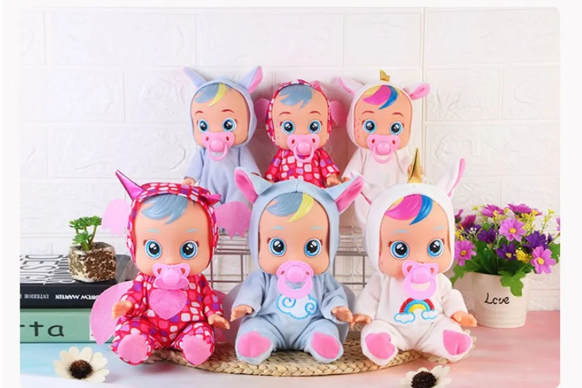 3D Cry Babies Dolls, luls, единорог, детские игрушки для мальчиков и девочек, детская кукла, она прольет слезы, подарок на день рождения для детей