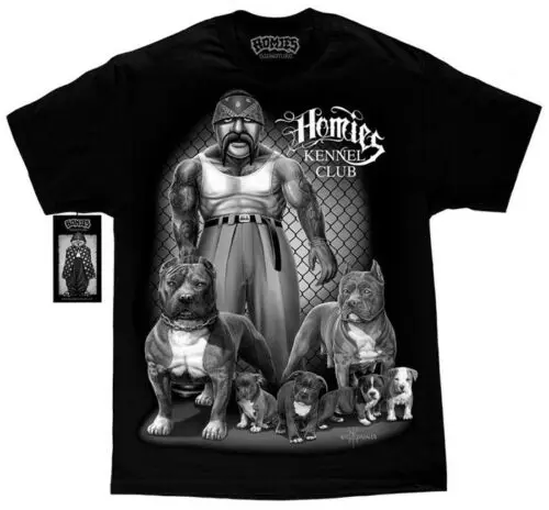 

Lowrider Homies Kennel Club Pitbull Pit Cholo Gangster DGA Brand Clothing FigureCool Casual pride t shirt men Unisex Fashion