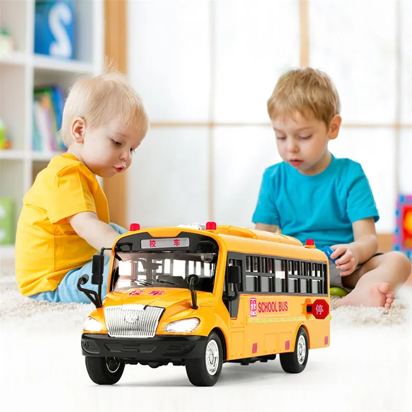 Gaetooely Grande Taille Enfants Autobus Scolaire Jouet Modèle Voiture à Inertie avec LumièRe Sonore pour Enfants Jouet Cadeau d/'anniversaire
