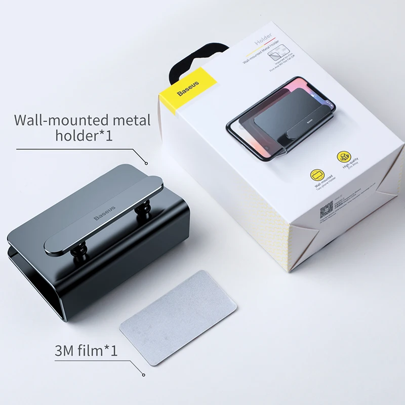 Baseus металлический настенный держатель для iPhone power bank крепкий клейкий держатель для мобильного телефона Подставка для samsung huawei зарядное устройство разъем