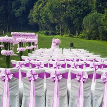 Свадебный Банкетный чехол на стул украшения ручной работы бант эластичный спандекс органза Пояса банты вечерние украшения 10 шт