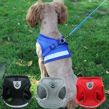

Fashion Reflective Pet Dog Harness Small Medium Dogs Leash for Dark Safety Nylon Breathable Mesh Puppy Chest Strap Pet Supplies