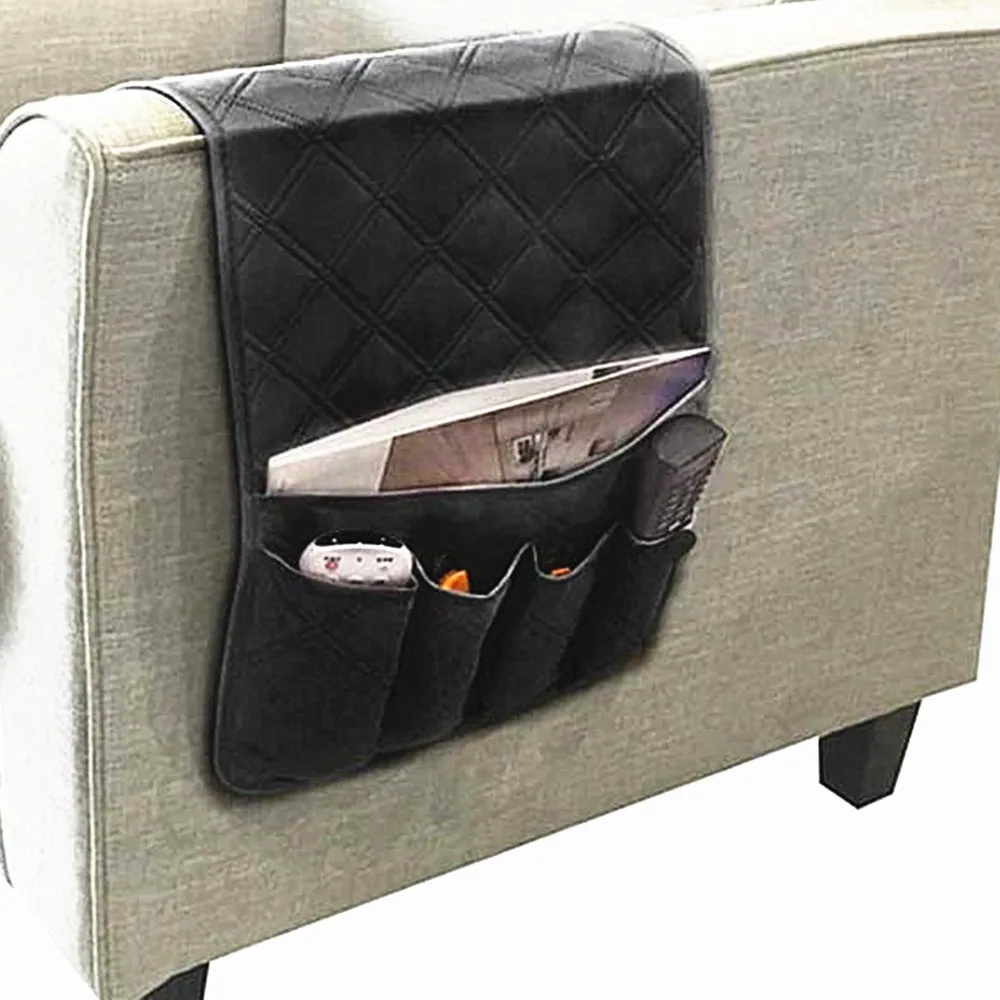 Sofa Couch Chair Arm Rest Organizer Remote Control Holder 6 Pocket with Table 