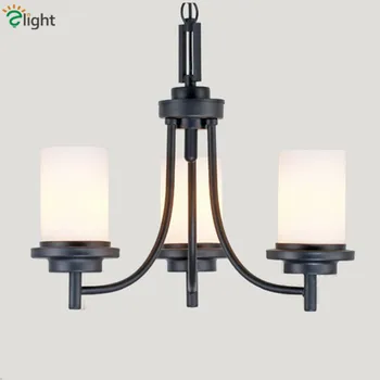 

American Retro Painted Iron Led Pendant Chandeliers Lustre Glass Dining Room Led Chandelier Lighting Bedroom Led Hanging Lights