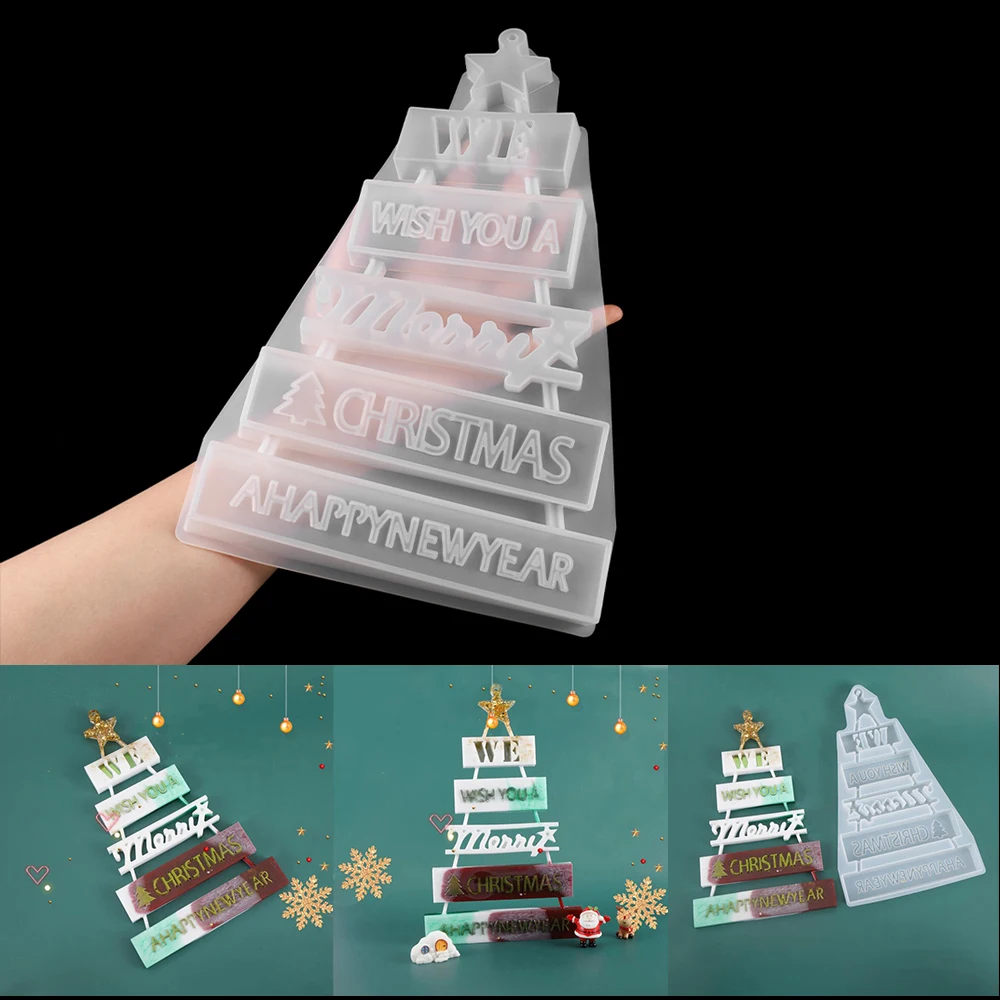 

1 шт. Merry Christmas Tree Crystal Doorplate эпоксидная смола, форма для украшения, силиконовая форма для самостоятельного литья, инструменты для литья смолы