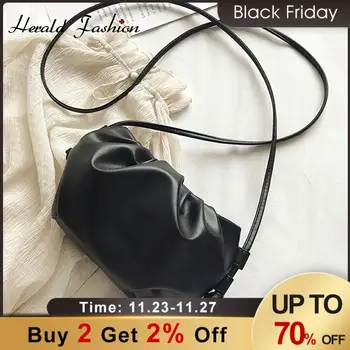 

Women Leather Dumplings Crossbody Bag Designer Retro 2020 New Cloud Female Messenger Shoulder Bag Fashion Handbag Clutch Bag