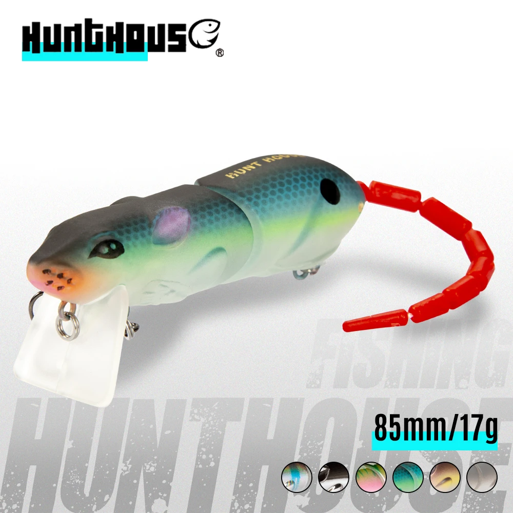 Hunthouse rat lures mouse lures 135mm 17g two tails floating fishing lure  for fishing seabass bass lure Artificial Bait lerrue