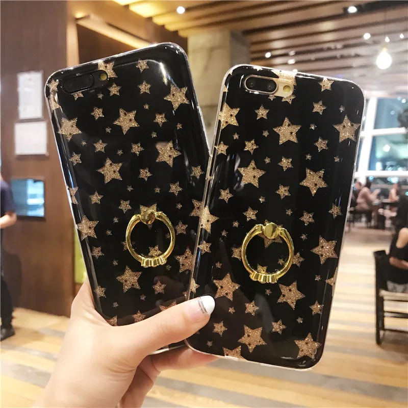 Модный чехол для телефона с золотыми блестками и звездами Oneplus 8 7 7T Pro подставкой