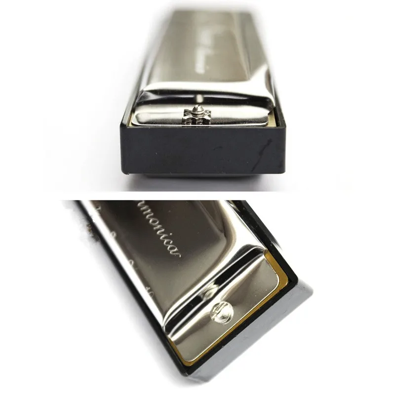 Dropship-Swan Harmonica 10 Holes Key of C SILVER w/ Case Blues Harp Stainless Steel NEW