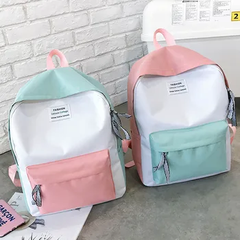 

2019 Couple Schoolbag Travel Hiking Bag Color Block Female Backpack Collection Luminous Bag