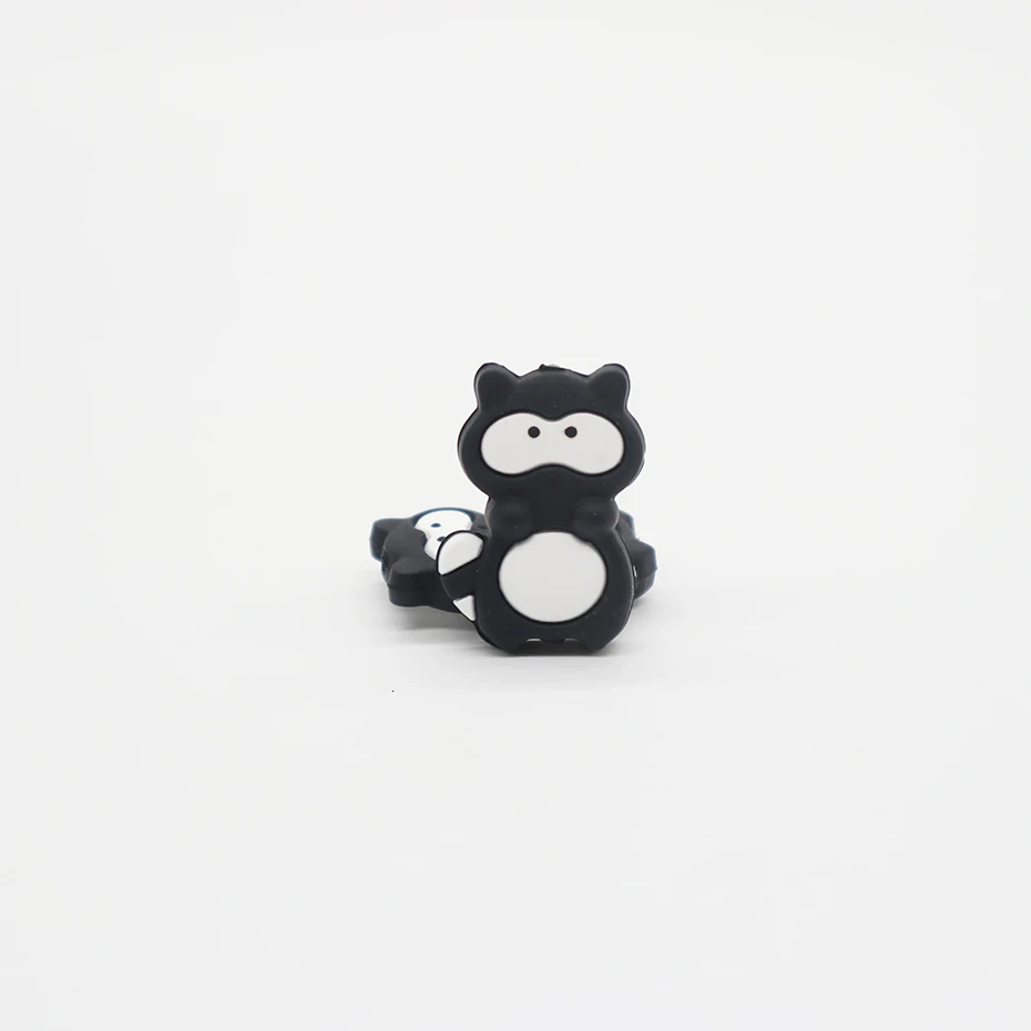 BD011-10 Black 10 шт. мини енот силиконовый Прорезыватель забавные животные силиконовые бусины для самостоятельного изготовления соски цепочка BPA Бесплатно Детские Прорезыватели аксессуары - Цвет: BD011-10 Black
