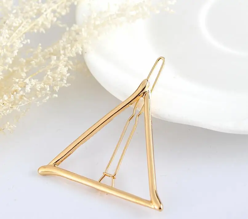 Sasusp Trendy Round Triangle Heart Moon Lip Hair Pins for Women and Girls Trendy Hairbands Wedding Bridal Hair Accessories - Окраска металла: 100