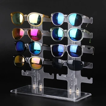 

Two Row Sunglasses Rack 10 Pairs Glasses Holder Display Stand Transparent N58F