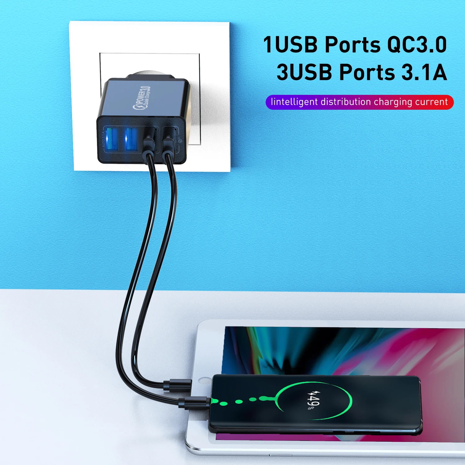 Lovebay чехол 4 usb зарядное устройство быстрое для путешествий на перезарядку