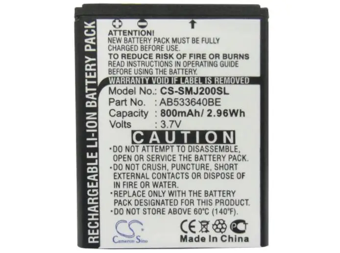 cameron sino 800mah battery for SAMSUNG SGH-J200 AB533640BE Mobile SmartPhone Battery | Мобильные телефоны и аксессуары