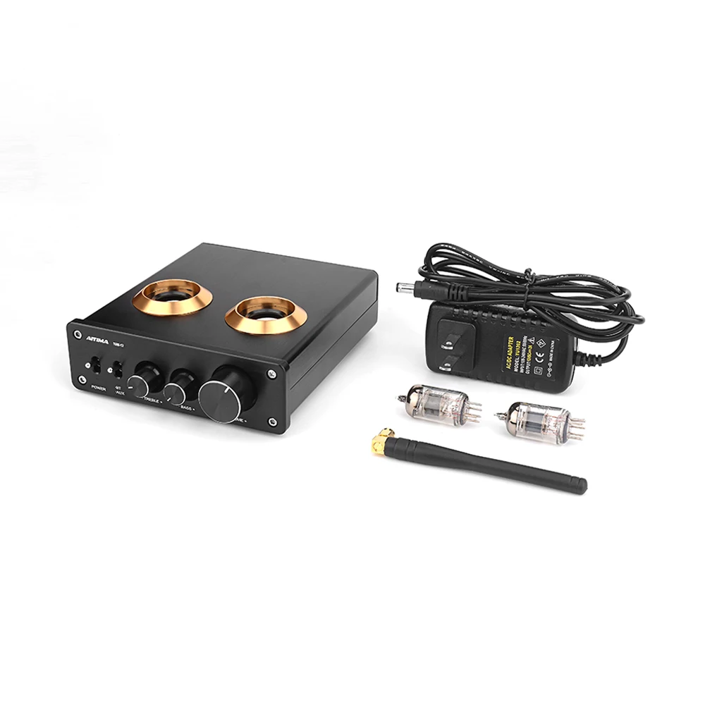 Black with US Plug AIYIMA Amplificador Bluetooth 5,0 Домашний Предварительный усилитель ламповый предусилитель 6J1 вакуумный ламповый предусилитель HiFi аудио усилитель DIY домашний кинотеатр - Цвет: Black with US Plug