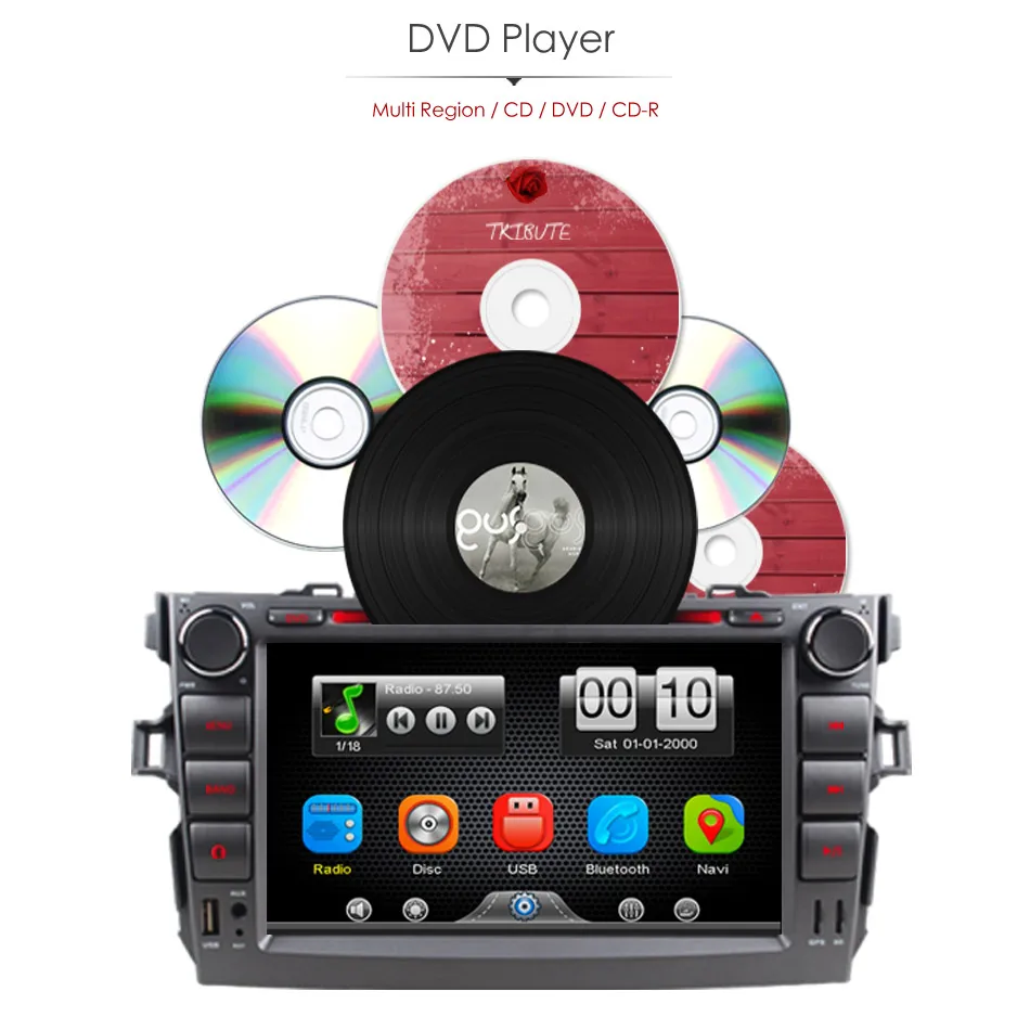 Clearance 2Din Car In Dash DVD Player GPS Navigator Radio Bluetooth Head Unit Stereos with Reverse Camera for Toyota COROLLA 07-11 11