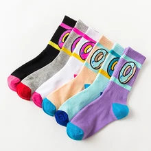 Шерстяные длинные хлопковые носки унисекс с пончиками, модные хлопковые носки в стиле хип-хоп для скейтборда, Повседневные носки для мужчин и женщин meias