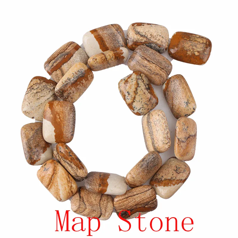 Map Stone Натуральная Прямоугольная форма камня свободные бусины 13X18 мм DIY ручной работы разделитель бусины браслеты ожерелье для женские украшения изготовление - Цвет: Map Stone