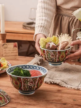

Japanese ceramic cover bowl instant noodles rice miso soup bowl ancient ivanli style tureen covered bowl tableware