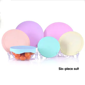 

6Pcs/Set Silicone Fresh-Keeping Cover Double-Sealed Macaron Transparent Fresh-Keeping Cover Bowl Cover Plate Cover Oil Cap