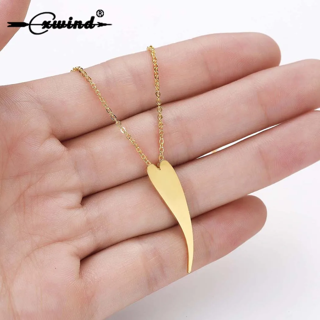 Cxwind Stainless Steel Pendant Necklaces Women Stylish Classic Heart Chain Ladies Choker Jewelry Collares | Украшения и