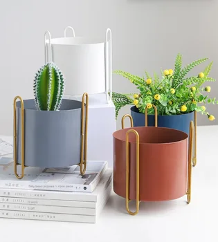 

Handmade welding painting Nordic flowerpot ins wrought iron flower stand simulation wrought iron material plant living room crea