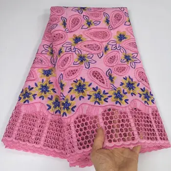 

Pink Swiss Voile Lace in Switzerland Embroidery Nigerian Cotton Lace Fabrics African Dry Lace Fabric with Stones