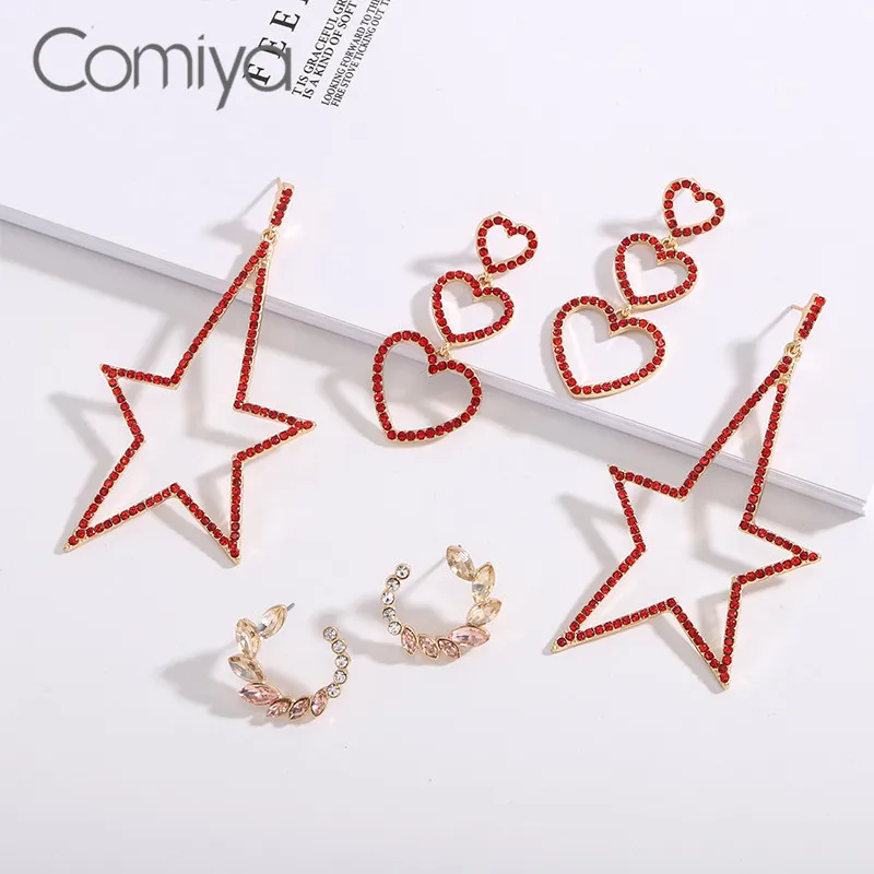 Серьги подвески из цинкового сплава Comiya серьги с большими звездами и сердечками