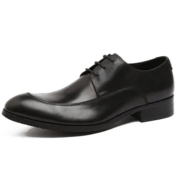 

New Handmade Men Formal Shoes Luxury Genuine Leather Oxford Shoes Round Toe Black Brown Flats Wedding Dress Shoe