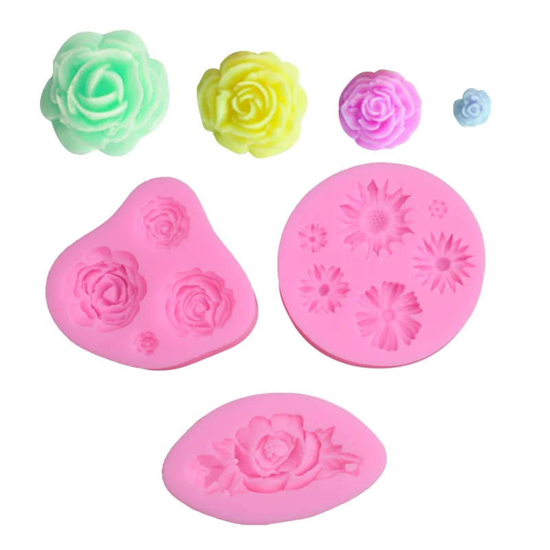 Мини цветок роза силиконовые формы помадка украшение для тортов гипсовые
