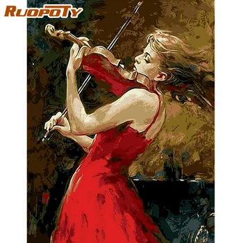 

RUOPOTY Frame Diy Painting By Numbers Violin picture Modern Wall Art Canvas By Numbers For Adults Unique Gift diy Home Artwork