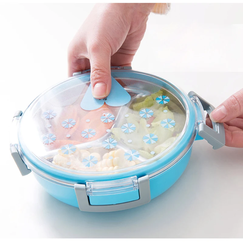 TUUTH Healthy Plastic & Stainless Steel Food Container Portable Lunch Box Camping Picnic Food Fruit 3 Grids Container Storage Box5