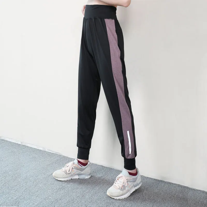 

New Fitness Pants Female Large Size Loose Stitching Sports Trousers High Waist Yoga Pants Elastic Quick-drying Beam Pants