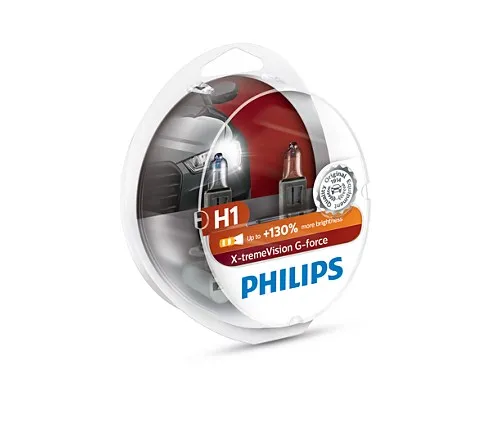 Лампа H1 12V- 55W(P14,5s) X-tremeVision G-force(2шт.) PHILIPS 12258XVGS2