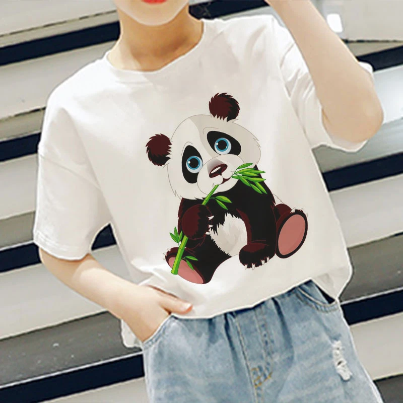 ラウンドネックtシャツ子供原宿ボーイズtシャツかわいいかわいいパンダ食べる竹とクマ印刷女の子の服のファッションコージー Tees Aliexpress