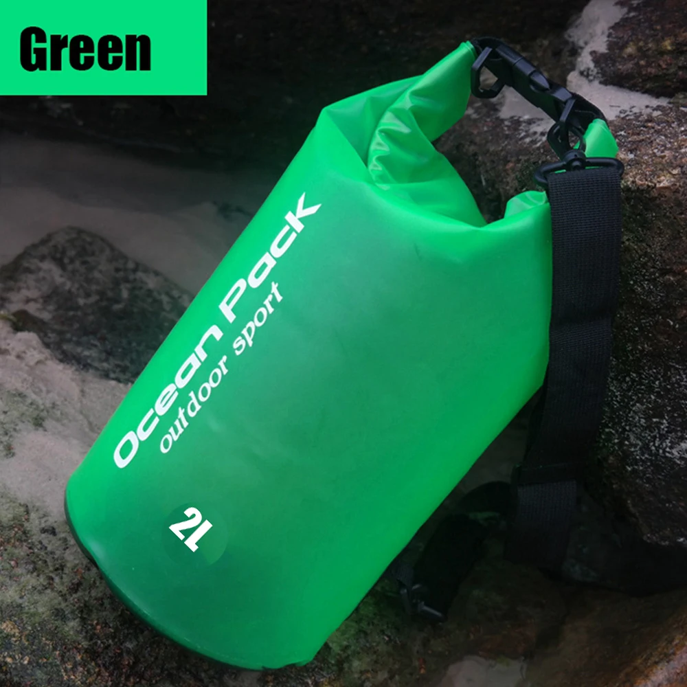 1pc New 2L/5L/10L/15L/20L PVC Waterproof Dry Bag Outdoor Sport Swimming Rafting Kayaking Sailing Storage Bag Portable Durable - Цвет: Green