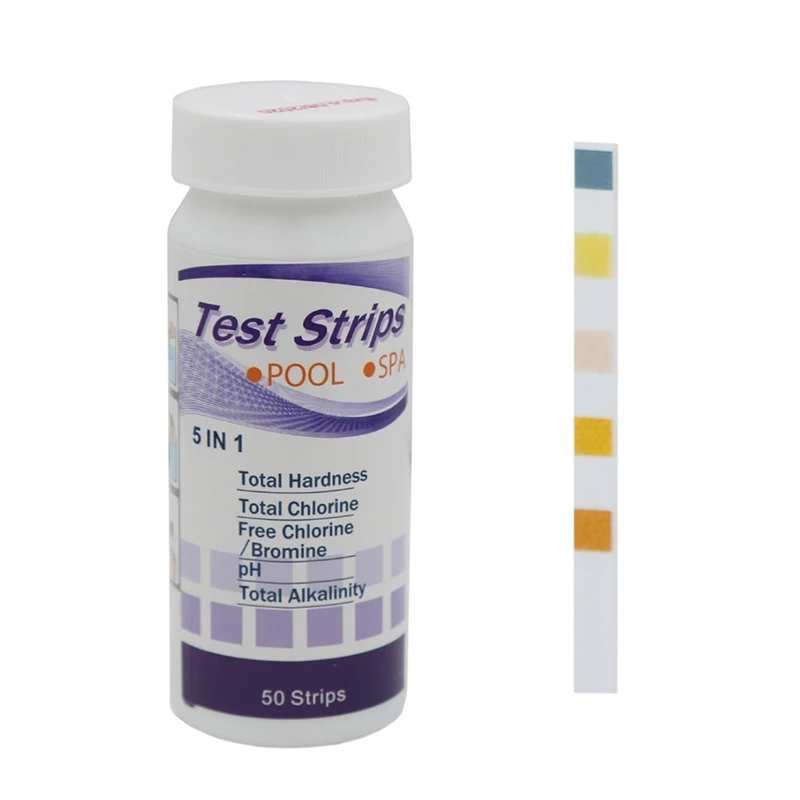 

5 in 1 Pool PH Test Strips Multi Functional Hardness Free Bromine Chlorine Total Alkalinity Quickly Carry Along Use Hot Sale