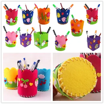 

New 1pcs Creative DIY Pencil Holder Cute Handmade Pen Container for Kids Children Early Educational Handcraft Kit Toy