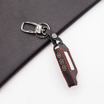 

A91 Fashion Style Leather Fob Key Chain Case Cover For Starline A91 Vehicle Safety In Two Senses Russian Car Alarm System