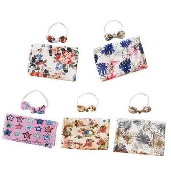 

Baby Blanket set Newborn Towel Swaddle Blanket Sleeping Swaddle Muslin Wrap Headband Set Photography Prop