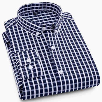 

Men's Shirts Tops Plaid Striped Dress Shirt Long Sleeve Oxford Shirt Men Regular Fit Camisa Social Business Men Shirt MY206