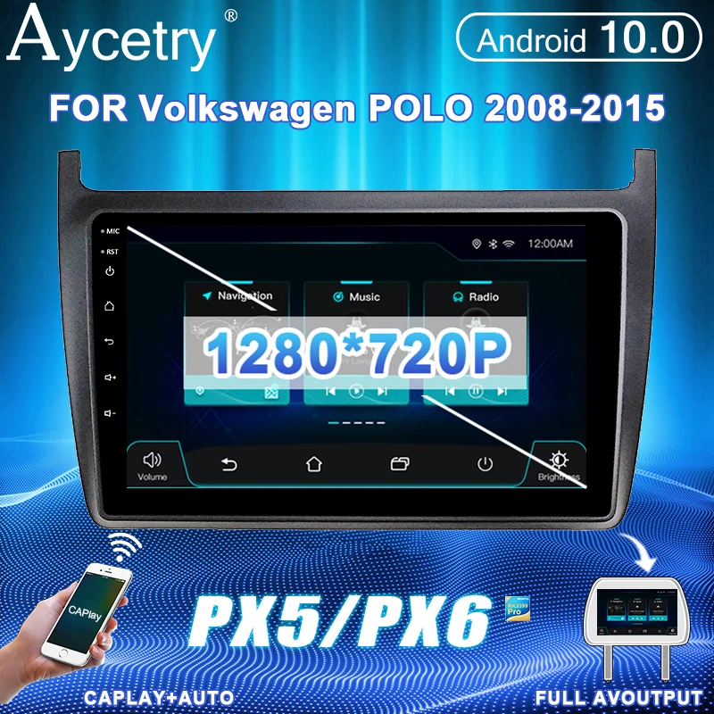 магнитола 2 din андроид Android 10 автомагнитола радио PX6 для Volkswagen VW POLO 2008 2015 GPS