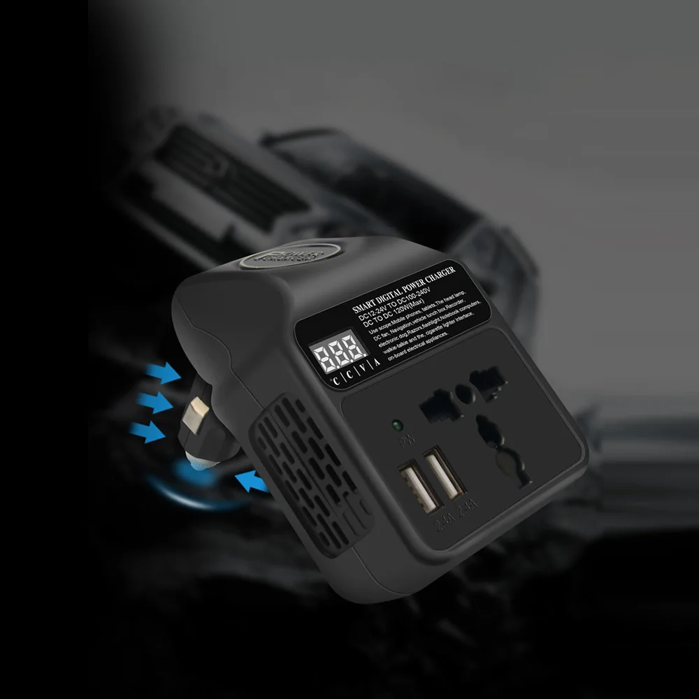SUNYIMA 120W DC12V 24V do 110V 220V 3.1A gniazdo samochodowe inteligentna cyfrowa ładowarka sieciowa konwerter falownika z interfejsem wielofunkcyjnym SUNYIMA 120W DC12V 24V do 110V 220V 3.1A gniazdo samochodowe inteligentna cyfrowa ładowarka sieciowa konwerter falownika z interfejsem wielofunkcyjnym