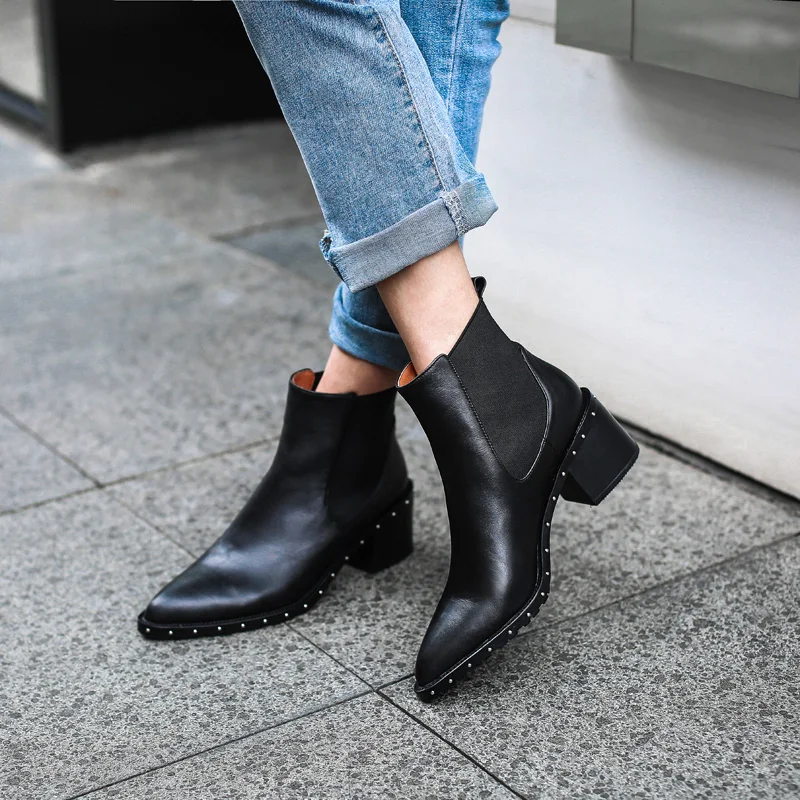 Новинка 2020 ботинки челси с заклепками женские ботильоны зимние женская обувь из