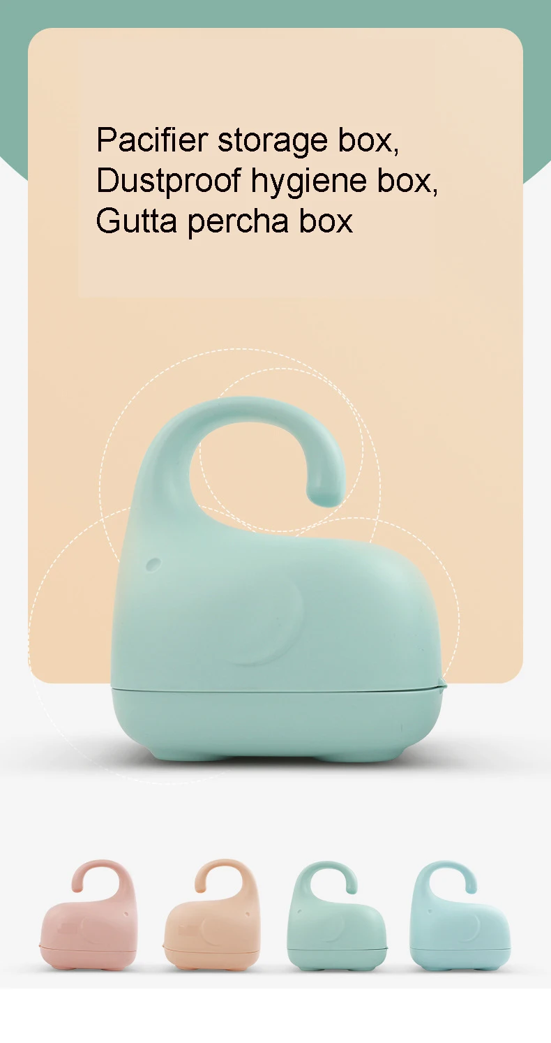 Recipiente para Chupeta de Bebê Formato de Elefante à Prova de Poeira Suporte para Chupeta Carrinho de Viagem Caixa Portátil Contêiner Case Lanche Acc pp 1 pp, contêiner, formato de elefante, à prova