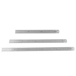 Règles en acier inoxydable, 3 pièces, marquage double face, mesure de précision, règle de bureau 