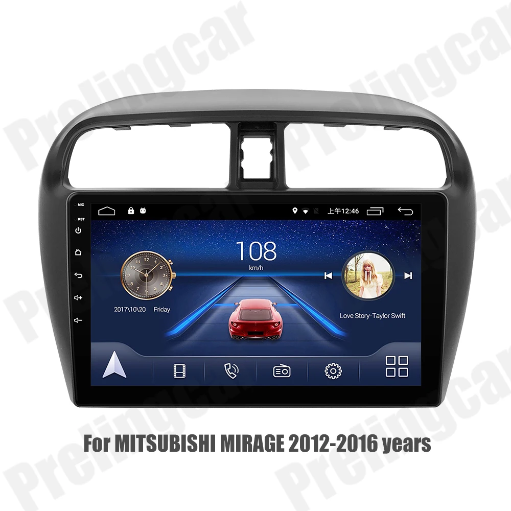 Top prelingcar For MITSUBISHI MIRAGE 2012-2016 years Car monitor Radio Multimedia Video Player Navigation GPS Android 9.0 4G  stereo 1