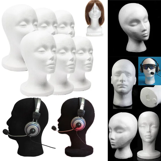 30Cm Polystyrene Head For Wigs Female Styrofoam Head For Wigs Making 4Pcs  White Foam Heads With Holes For Put On The Stand - AliExpress
