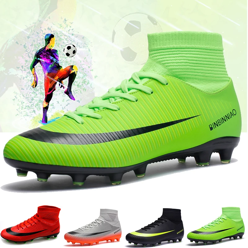

Cungel Men's High Ankle AG Sole Outdoor Cleats Football Boots Boy Soccer Shoes Women Football Shoes Breathable Training Shoes
